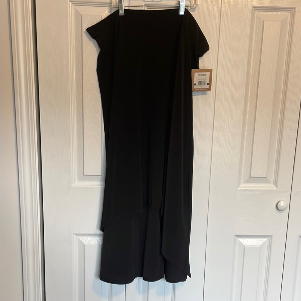 NWT Ellen Tracy Black Asymmetrical Sheath skirt high low XL